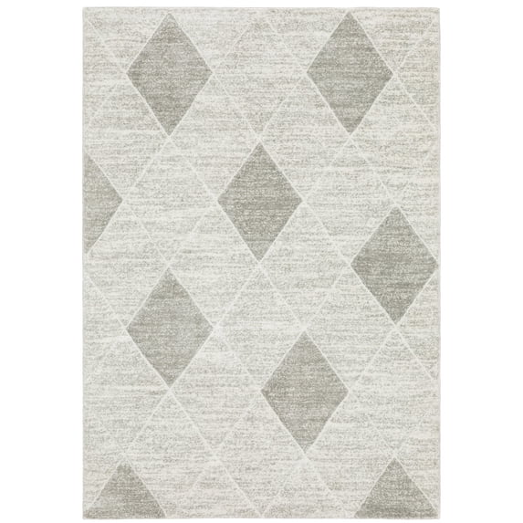 Oriental Weavers Cambria Area Rug - 005W2 - 5'3" x 7'6" - in Gray/ Ivory - Modern Style, Stain Resistant, Family and Pet Friendly , Bedroom, Office Rug