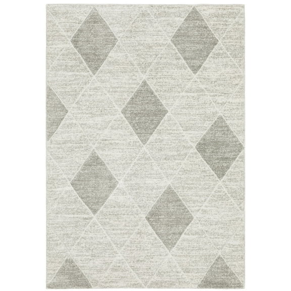 Oriental Weavers Cambria Area Rug - 005W2 - 6'7" x 9'6" - in Grey/ Ivory - Modern Style, Stain Resistant, Family and Pet Friendly , Dining, Living Room Rug