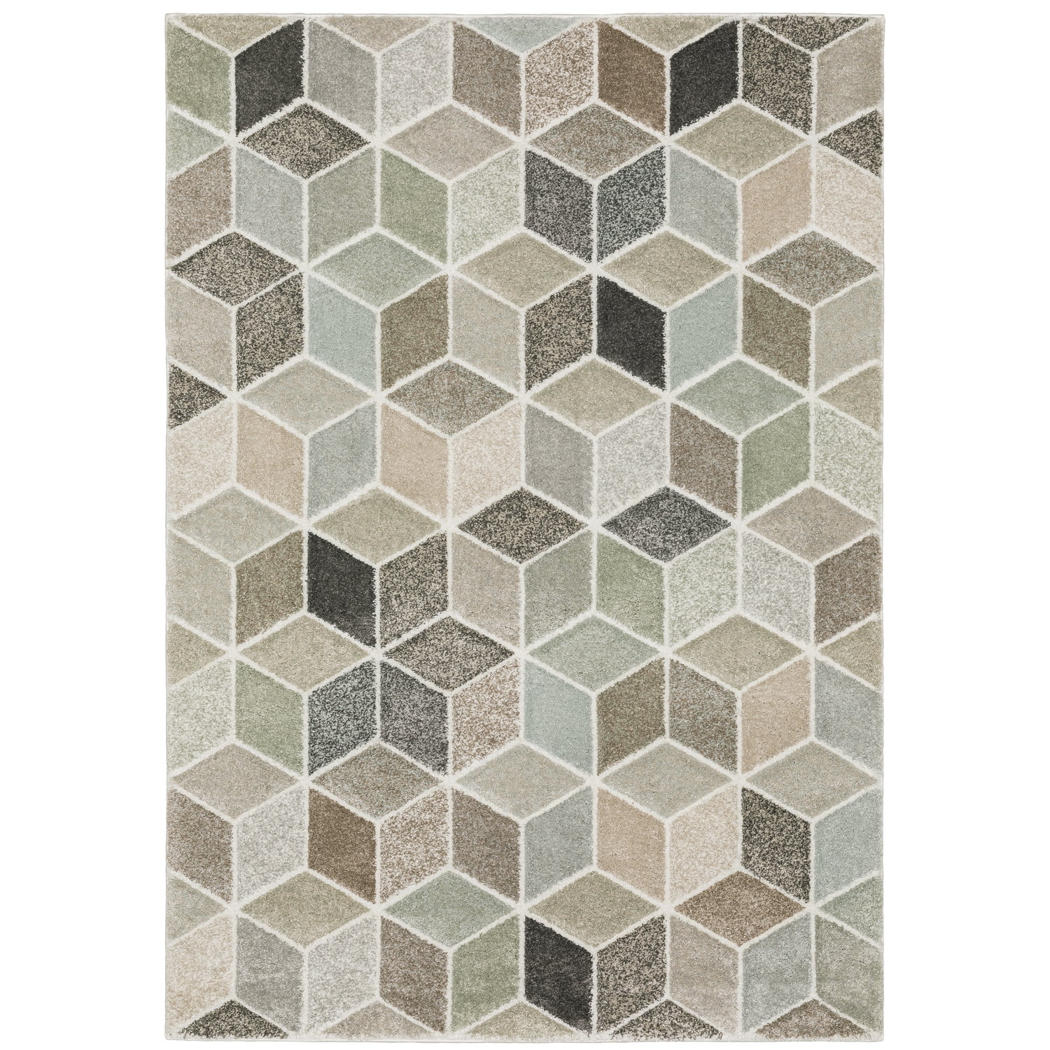 Medium Blue Geometric Synthetic Rectangular Area Rug