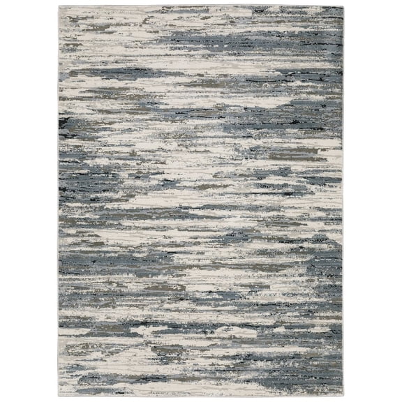 Oriental Weavers Caravan Area Rug - 750W8 - 6'7" x 9'6" - in Blue/ Gray - Modern Style, Stain Resistant, Family and Pet Friendly , Dining, Living Room Rug