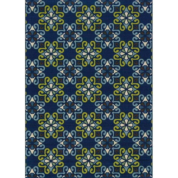Oriental Weavers Caspian 1'9" x 3'9" Machine Woven Rug in Blue