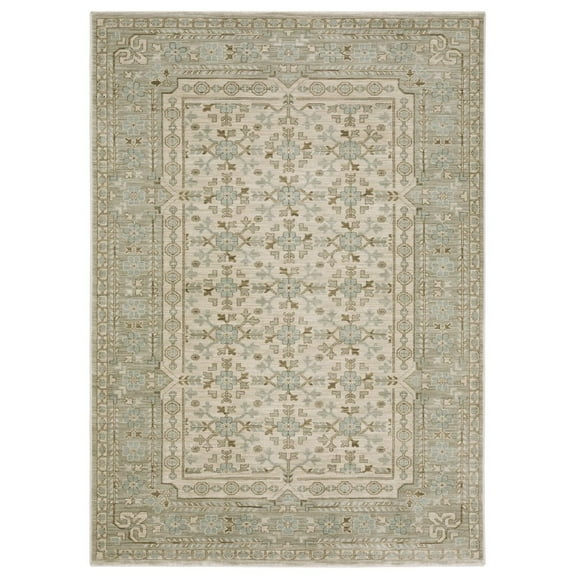 Oriental Weavers Maeve Area Rug - MAE04 - 2'3" x 7'6" - in Beige/ Teal - Vintage Inspired, Stain Resistant, Family and Pet Friendly , Entryway, Hallway Runner Rug