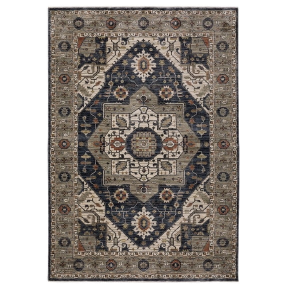 Oriental Weavers Eliana Area Rug - ELI07 - 2'3" x 7'6" - in Blue/ Gray - Vintage Inspired, Stain Resistant, Family and Pet Friendly , Entryway, Hallway Runner Rug