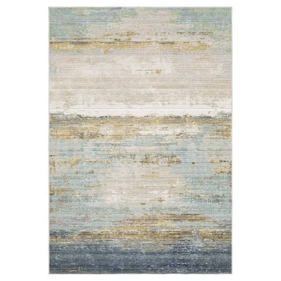Oriental Weavers Cavett Area Rug - CAV09 - 2'7" x 7'9" - in Blue/ Beige - Modern Style, Stain Resistant, Family and Pet Friendly , Entryway, Hallway Runner Rug