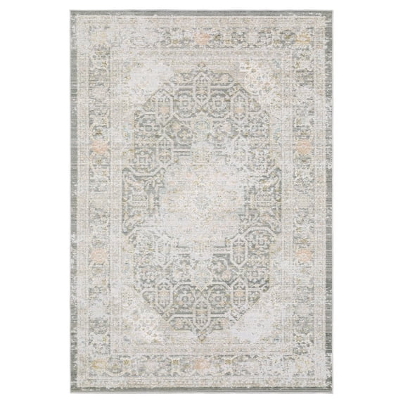 Oriental Weavers Cavett Area Rug - CAV02 - 2'7" x 7'9" - in Gray/ Orange - Vintage Inspired, Stain Resistant, Family and Pet Friendly , Entryway, Hallway Runner Rug