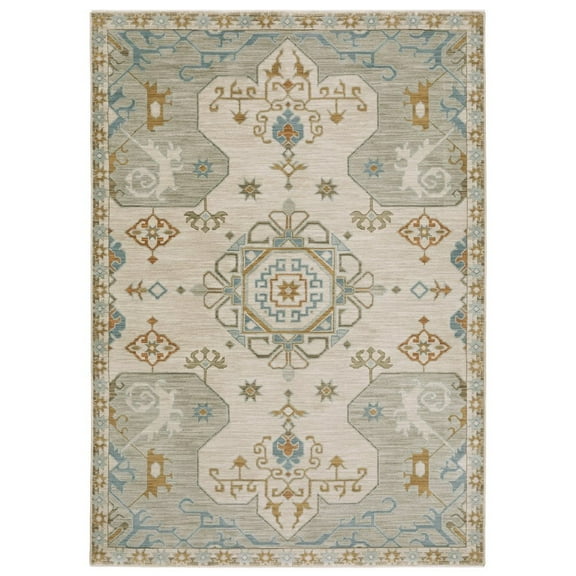 Oriental Weavers Maeve Area Rug - MAE09 - 3'3" x 5' - in Beige/ Gray - Vintage Inspired, Stain Resistant, Family and Pet Friendly , Entrway, Bedroom Rug