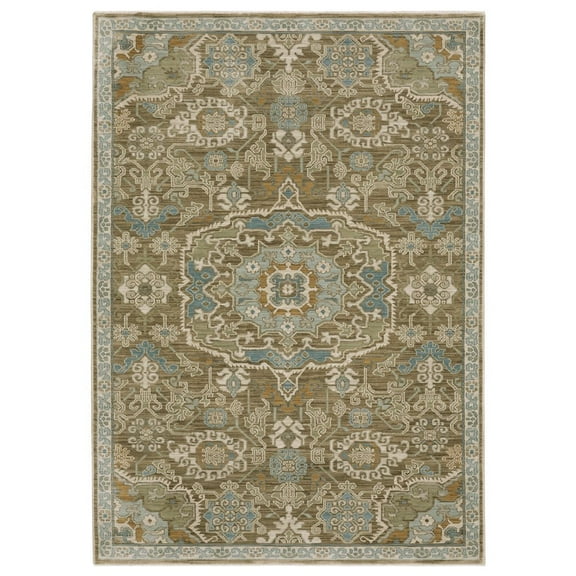 Oriental Weavers Maeve Area Rug - MAE13 - 5'3" x 7'6" - in Brown/ Teal - Vintage Inspired, Stain Resistant, Family and Pet Friendly , Bedroom, Office Rug