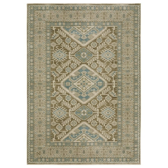 Oriental Weavers Maeve Area Rug - MAE08 - 5'3" x 7'6" - in Brown/ Blue - Vintage Inspired, Stain Resistant, Family and Pet Friendly , Bedroom, Office Rug