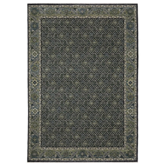 Oriental Weavers Eliana Area Rug - ELI01 - 6'7" x 9'6" - in Blue/ Green - Vintage Inspired, Stain Resistant, Family and Pet Friendly , Dining, Living Room Rug