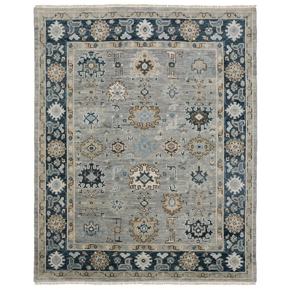 Oriental Weavers Majorca Hand-made Wool Area Rug - MAJ05 - 6' x 9' - in Grey/ Blue - Vintage Inspired, Hand-Made Wool Rugs, Dining, Living Room Rug