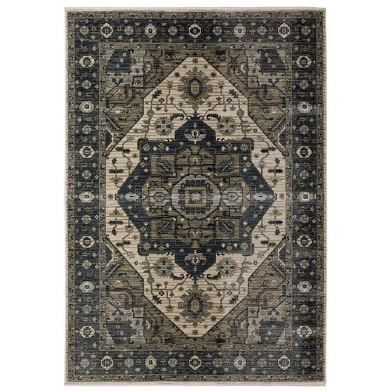 Oriental Weavers Eliana Area Rug - ELI05 - 7'10" x 10'10" - in Blue/ Brown - Vintage Inspired, Stain Resistant, Family and Pet Friendly , Dining, Living Room Rug