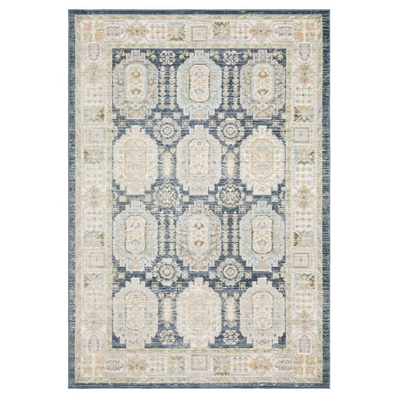 Oriental Weavers Cavett Area Rug - CAV07 - 7'10" x 10'10" - in Navy/ Ivory - Vintage Inspired, Stain Resistant, Family and Pet Friendly , Dining, Living Room Rug