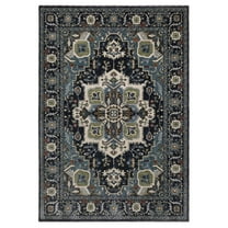 Oriental Weavers Eliana Area Rug - ELI09 - 9'10" x 12'10" - in Navy/ Blue - Vintage Inspired, Stain Resistant, Family and Pet Friendly , Family, Dining, Living Room Rug