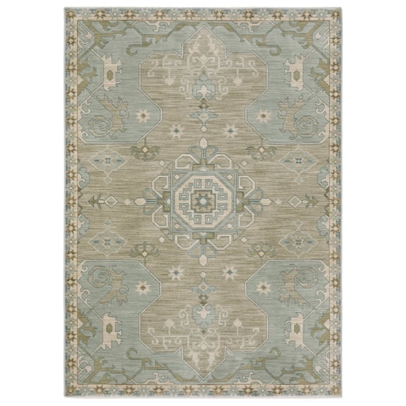 Oriental Weavers Maeve Area Rug - MAE12 - 9'10" x 12'10" - in Grey/ Blue - Vintage Inspired, Stain Resistant, Family and Pet Friendly , Family, Dining, Living Room Rug