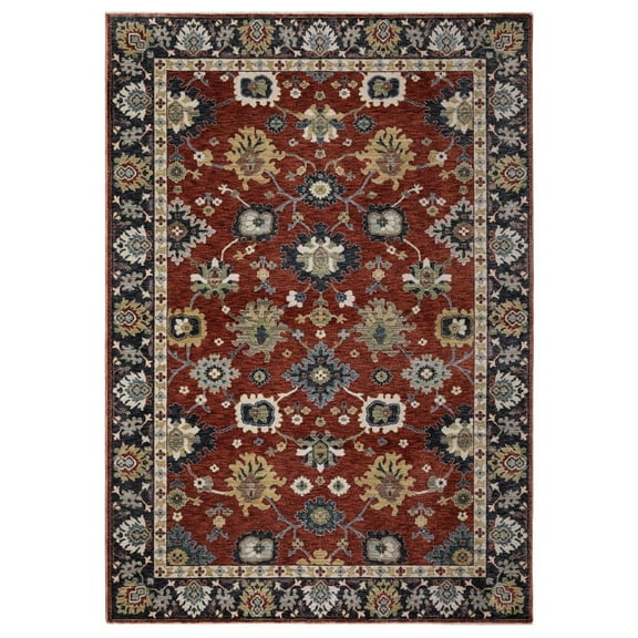 Oriental Weavers Eliana Area Rug - ELI12 - 9'10" x 12'10" - in Rust Red/ Blue - Vintage Inspired, Stain Resistant, Family and Pet Friendly , Family, Dining, Living Room Rug