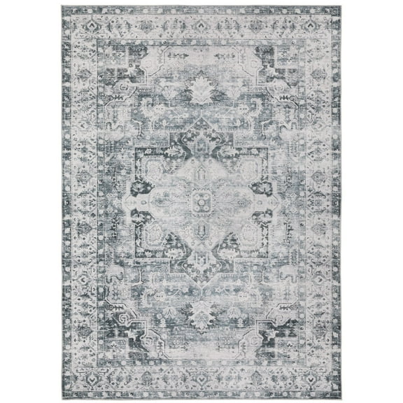 Oriental Weavers Charleston Washable Area Rug - CHA03 - 2' x 3' - in Navy/ Ivory - Vintage Inspired, Non-Slip, Stain Resitant, Ultra Low Pile, Entryway, Bathroom Accent Rug