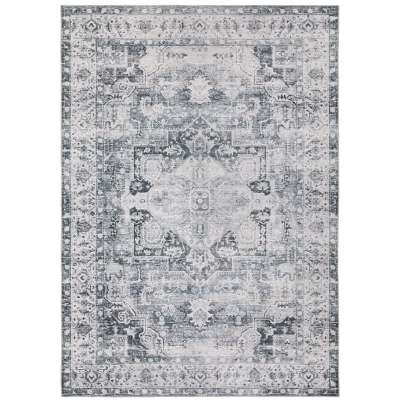 Oriental Weavers Charleston Washable Area Rug - CHA03 - 5' x 7' - in Navy/ Ivory - Vintage Inspired, Non-Slip, Stain Resitant, Ultra Low Pile, Bedroom, Office Rug