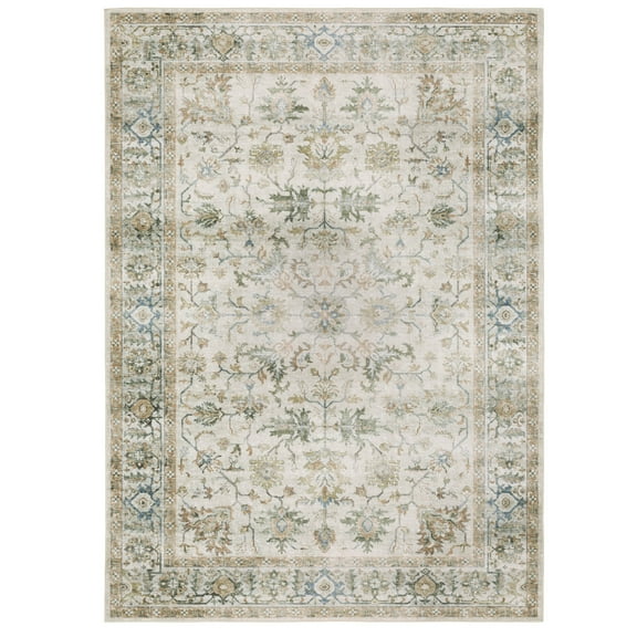Oriental Weavers Charleston Washable Area Rug - CHA10 - 2' x 3' - in Gray/ Multi - Vintage Inspired, Non-Slip, Stain Resitant, Ultra Low Pile, Entryway, Bathroom Accent Rug