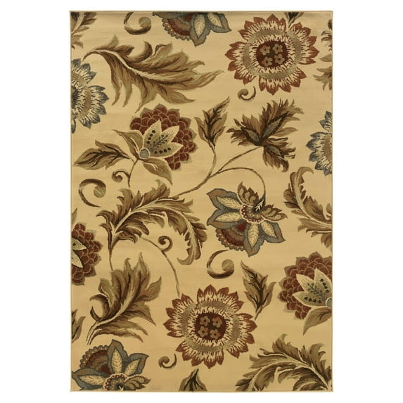 Oriental Weavers Darcy 701W Beige/Gold Floral Rectangle Indoor Area Rug