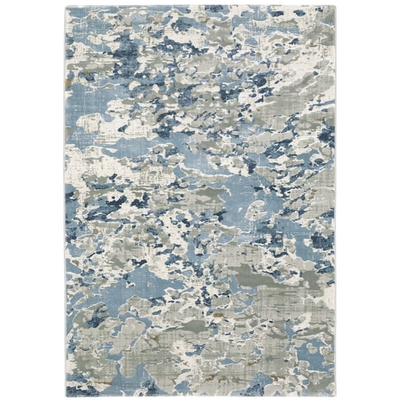 Oriental Weavers Easton Area Rug - 3317E - 7'10" x 10'10" - in Gray/ Blue - Modern Style, Stain Resistant, Family and Pet Friendly , Dining, Living Room Rug