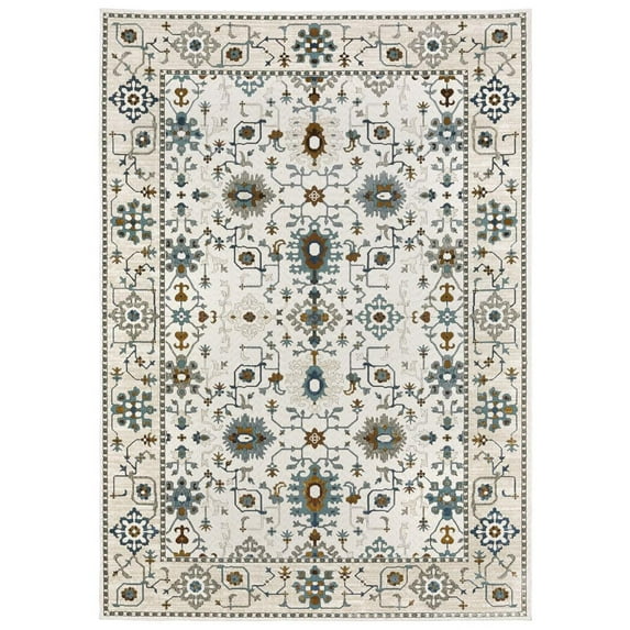 Oriental Weavers Ellington Area Rug - ELL10 - 3'10" x 5'5" - in Ivory/ Multi - Vintage Inspired, Stain Resistant, Family and Pet Friendly , Entrway, Bedroom Rug