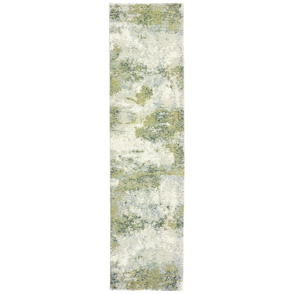 Oriental Weavers Evolution Area Rug - 8039E - 2'6" x 12' - in Blue/ Green - Modern Style, Stain Resistant, Family and Pet Friendly , Entryway, Hallway Runner Rug