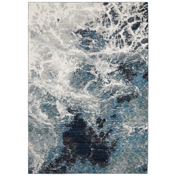 Oriental Weavers Evolution Area Rug - 0962A - 5'3" x 7'3" - in Blue/ Ivory - Modern Industrial Style, Stain Resistant, Family and Pet Friendly , Bedroom, Office Rug