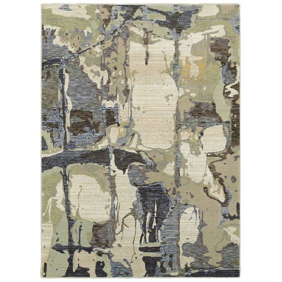 Oriental Weavers Evolution Area Rug - 8027A - 7'10" x 10'10" - in Blue/ Grey - Modern Style, Stain Resistant, Family and Pet Friendly , Dining, Living Room Rug