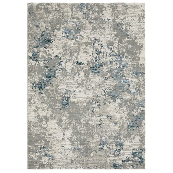 Oriental Weavers Evolution Area Rug - 0984D - 8'6" x 11'7" - in Grey/ Blue - Modern Industrial Style, Stain Resistant, Family and Pet Friendly , Dining, Living Room Rug