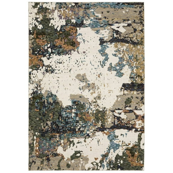 Oriental Weavers Evolution Area Rug - 0981A - 7'10" x 10'10" - in Ivory/ Multi - Modern Industrial Style, Stain Resistant, Family and Pet Friendly , Dining, Living Room Rug