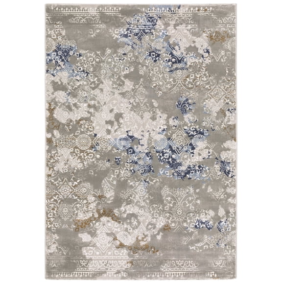 Oriental Weavers Easton Area Rug - 7111F - 3'3" x 5' - in Grey/ Blue - Modern Style, Stain Resistant, Family and Pet Friendly , Entrway, Bedroom Rug
