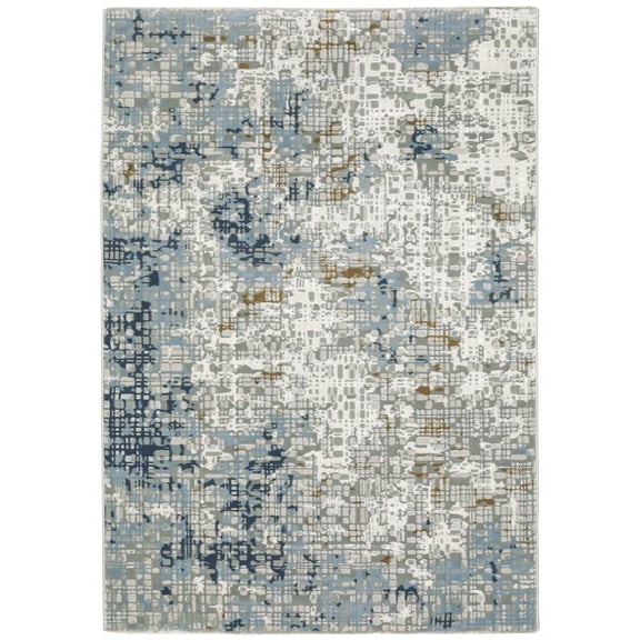 Oriental Weavers Easton Area Rug - 011E3 - 7'10" x 10'10" - in Blue/ Ivory - Modern Style, Stain Resistant, Family and Pet Friendly , Dining, Living Room Rug