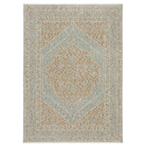 Oriental Weavers Echo Area Rug - ECH03 - 6'7" x 9'6" - in Brown/ Pale Blue - Vintage Inspired, Stain Resistant, Family and Pet Friendly , Dining, Living Room Rug