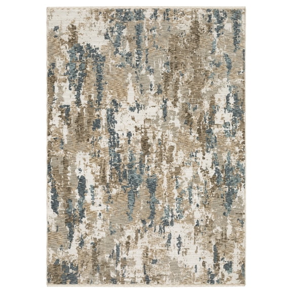 Oriental Weavers Echo Area Rug - ECH11 - 9'10" x 12'10" - in Beige/ Teal - Modern Style, Stain Resistant, Family and Pet Friendly , Family, Dining, Living Room Rug