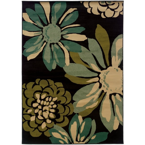 Oriental Weavers Emerson 2819A Teal/Ivory Floral Rectangle Indoor Area Rug