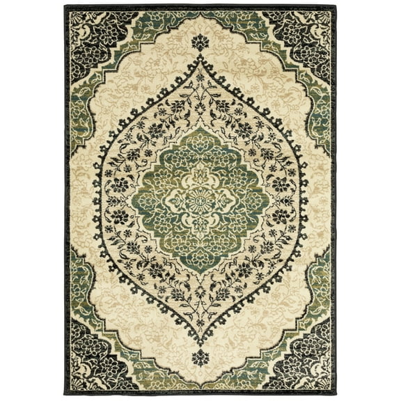 Sphinx Evandale Area Rug 9850B Traditional Ivory Rings Ovals 9' 10" x 12' 10" Rectangle
