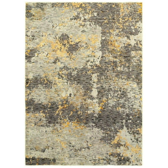 Oriental Weavers Evolution Area Rug - 8025B - 7'10" x 10'10" - in Grey/ Gold - Modern Style, Stain Resistant, Family and Pet Friendly , Dining, Living Room Rug