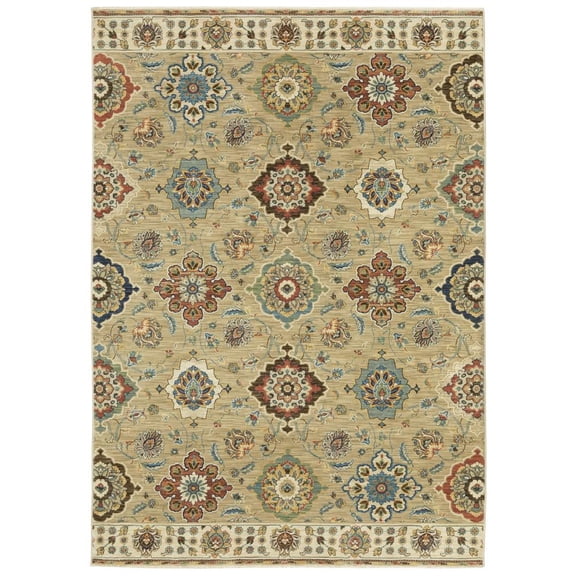 Oriental Weavers Francesca Area Rug - FR05D - 2'3" x 7'6" - in Tan/ Multi - Vintage Inspired, Stain Resistant, Family and Pet Friendly , Entryway, Hallway Runner Rug