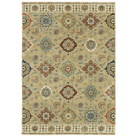 Oriental Weavers Francesca Area Rug - FR05D - 7'10" x 10'10" - in Tan/ Multi - Vintage Inspired, Stain Resistant, Family and Pet Friendly , Dining, Living Room Rug