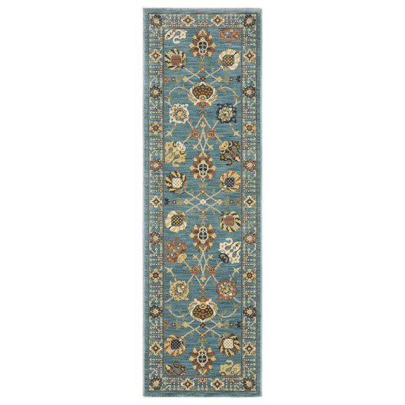 Oriental Weavers Francesca Area Rug - FR01E - 2'3" x 7'6" - in Blue/ Multi - Vintage Inspired, Stain Resistant, Family and Pet Friendly , Entryway, Hallway Runner Rug