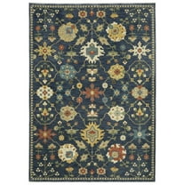 Oriental Weavers Francesca Area Rug - FR02L - 2' x 3' - in Blue/ Gold - Vintage Inspired, Stain Resistant, Family and Pet Friendly , Entryway, Bathroom Accent Rug