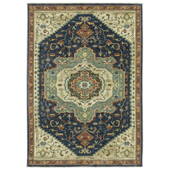 Oriental Weavers Francesca Area Rug - FR09F - 2' x 3' - in Blue/ Multi - Vintage Inspired, Stain Resistant, Family and Pet Friendly , Entryway, Bathroom Accent Rug