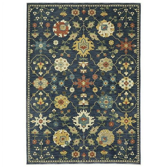 Oriental Weavers Francesca Area Rug - FR02L - 3'3" x 5' - in Blue/ Gold - Vintage Inspired, Stain Resistant, Family and Pet Friendly , Entrway, Bedroom Rug