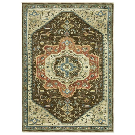 Oriental Weavers Francesca Area Rug - FR09M - 2' x 3' - in Brown/ Orange - Vintage Inspired, Stain Resistant, Family and Pet Friendly , Entryway, Bathroom Accent Rug