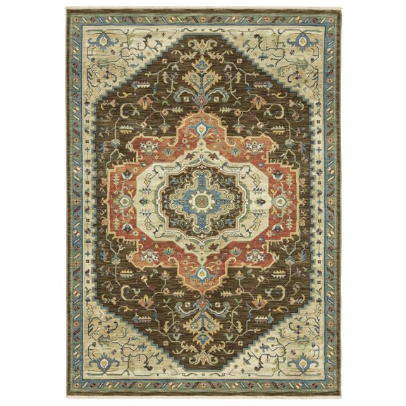 Oriental Weavers Francesca Area Rug - FR09M - 3'3" x 5' - in Brown/ Orange - Vintage Inspired, Stain Resistant, Family and Pet Friendly , Entrway, Bedroom Rug