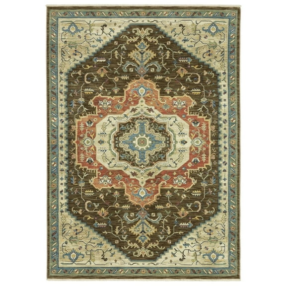 Oriental Weavers Francesca Area Rug - FR09M - 6'7" x 9'6" - in Brown/ Orange - Vintage Inspired, Stain Resistant, Family and Pet Friendly , Dining, Living Room Rug