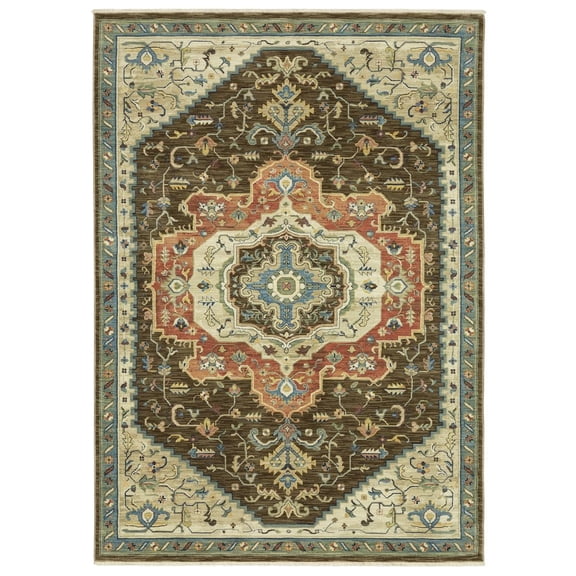 Oriental Weavers Francesca Area Rug - FR09M - 7'10" x 10'10" - in Brown/ Orange - Vintage Inspired, Stain Resistant, Family and Pet Friendly , Dining, Living Room Rug