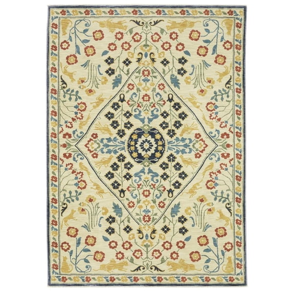 Oriental Weavers Francesca Area Rug - FR06B - 2'3" x 7'6" - in Ivory/ Multi - Vintage Inspired, Stain Resistant, Family and Pet Friendly , Entryway, Hallway Runner Rug