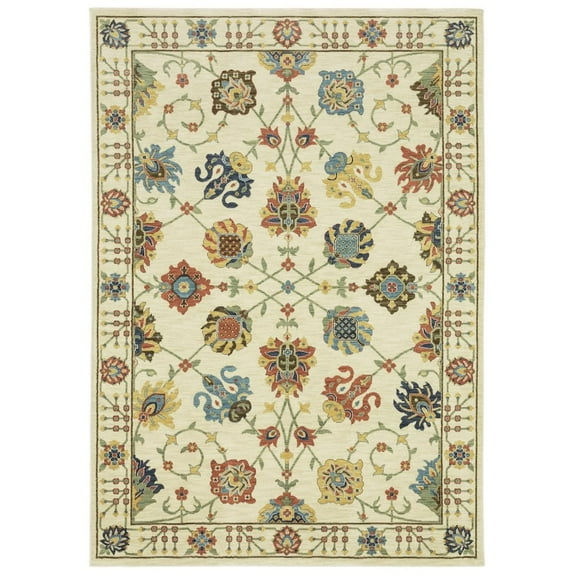 Oriental Weavers Francesca Area Rug - FR01G - 2' x 3' - in Ivory/ Multi - Vintage Inspired, Stain Resistant, Family and Pet Friendly , Entryway, Bathroom Accent Rug