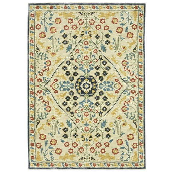 Oriental Weavers Francesca Area Rug - FR06B - 3'3" x 5' - in Ivory/ Multi - Vintage Inspired, Stain Resistant, Family and Pet Friendly , Entrway, Bedroom Rug